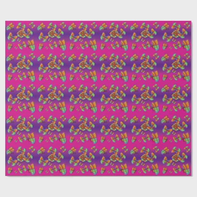 Schmetterlingsdesign Geschenkpapier (Flach)