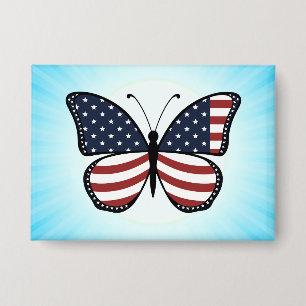 Schmetterlingsdesign mit amerikanischer Flagge Button