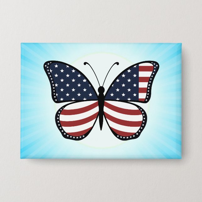 Schmetterlingsdesign mit amerikanischer Flagge Button (Vorderseite)