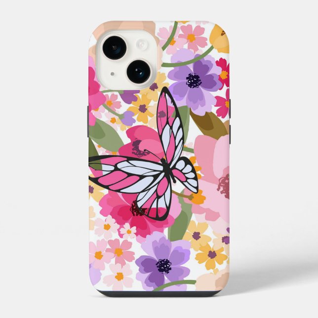 Schmetterlingsdesign mit Frühlingsblüten  iPhone Hülle (“Vibrant petals, delicate wings — pure spring energy.”)