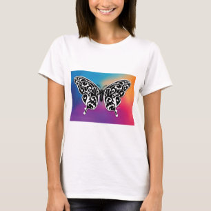 Schmetterlingsdesign mit Sonnenuntergangfarben T-Shirt