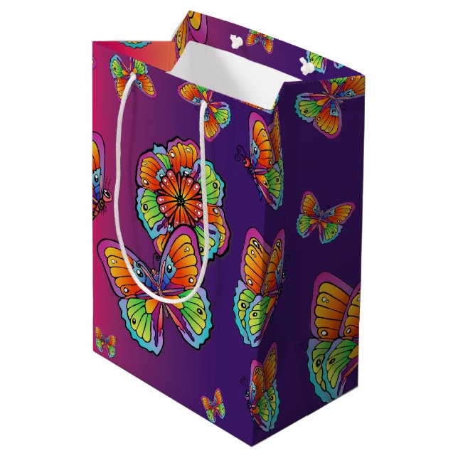 Schmetterlingsdesign Mittlere Geschenktüte (Rückseite Schrägansicht)