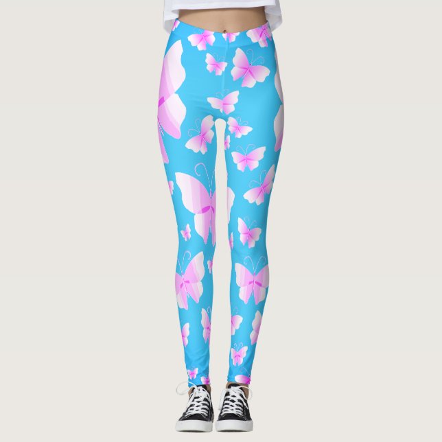 Schmetterlingsfamilie der rosa Schatten Leggings (Vorderseite)