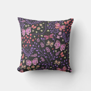 Schmetterlingsfarben und Blume Rose niedlich Kissen