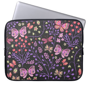 Schmetterlingsfarben und Blume Rose niedlich Laptopschutzhülle