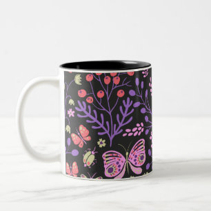 Schmetterlingsfarben und Blume Rose niedlich Zweifarbige Tasse