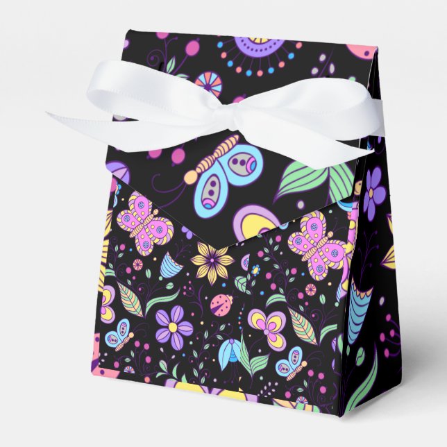 Schmetterlingsfarben und Niedliche Blume Geschenkschachtel (Vorderseite)