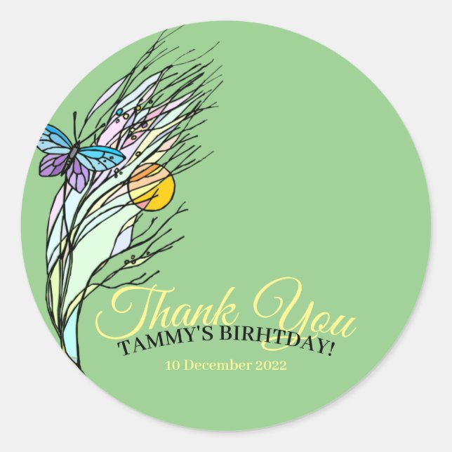 Schmetterlingsfelder Runder Aufkleber (Vorderseite)