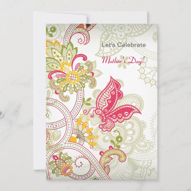 Schmetterlingsfleck-Muttertag-Einladung Einladung (Vorderseite)