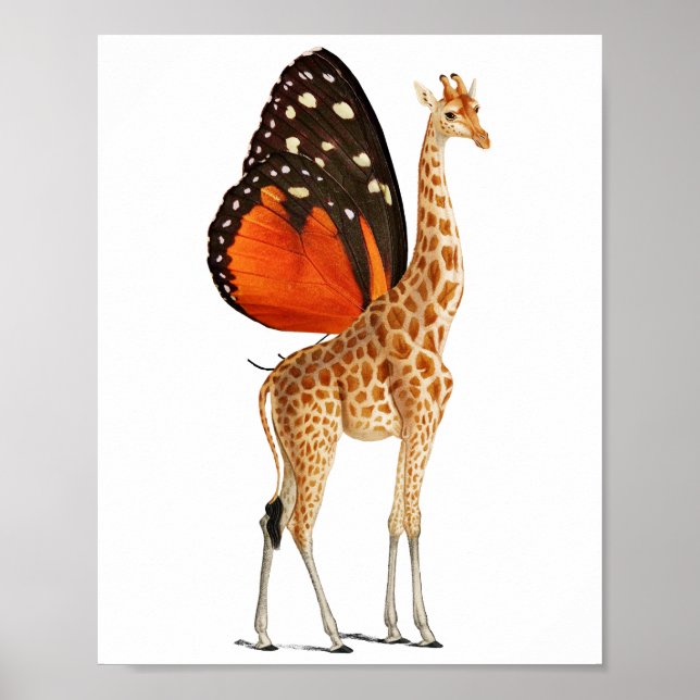 Schmetterlingsflügel-Giraffe Poster (Vorne)