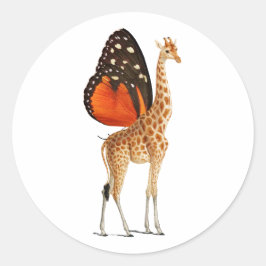 Schmetterlingsflügel-Giraffe Runder Aufkleber