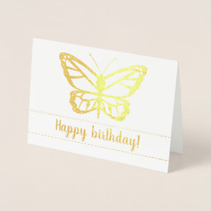 Schmetterlingsform mit Happy Birthday Text Folienkarte