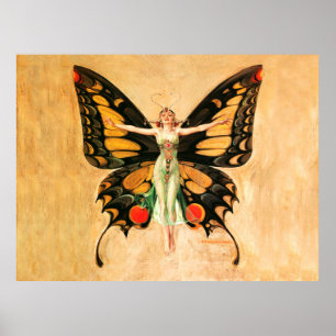 Schmetterlingsfrau-Flug-Illustration Poster