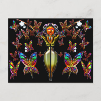 Schmetterlingsfrau Flying Postcard Postkarte