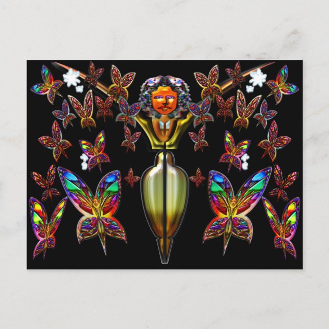 Schmetterlingsfrau Flying Postcard Postkarte (Vorderseite)