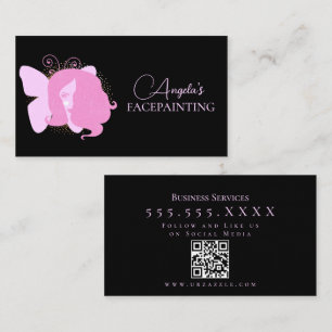 Schmetterlingsfrau-Make-up-Gesichtsbemalung QR-Cod Visitenkarte