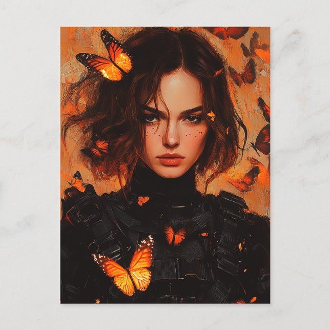 Schmetterlingsfrau-Postkarte Postkarte (Vorderseite)
