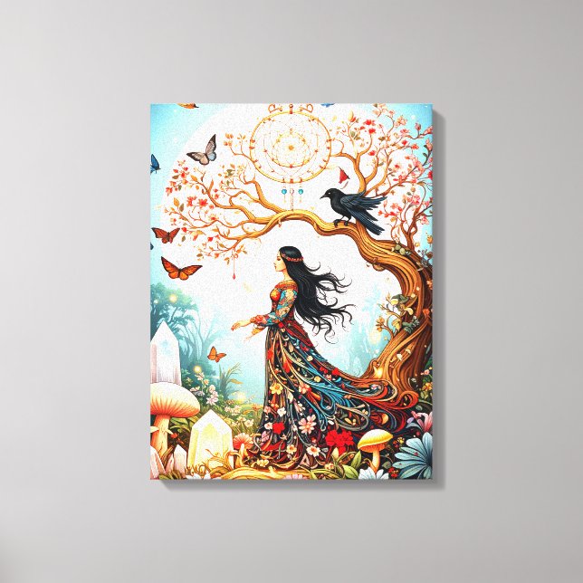 Schmetterlingsfrauen morgens leinwanddruck (Vorderseite)