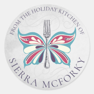 Schmetterlingsgabel Weihnachten selbst gemacht Runder Aufkleber