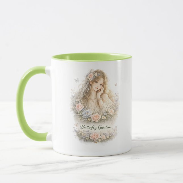 Schmetterlingsgarten-Engel-Tasse Tasse (Links)
