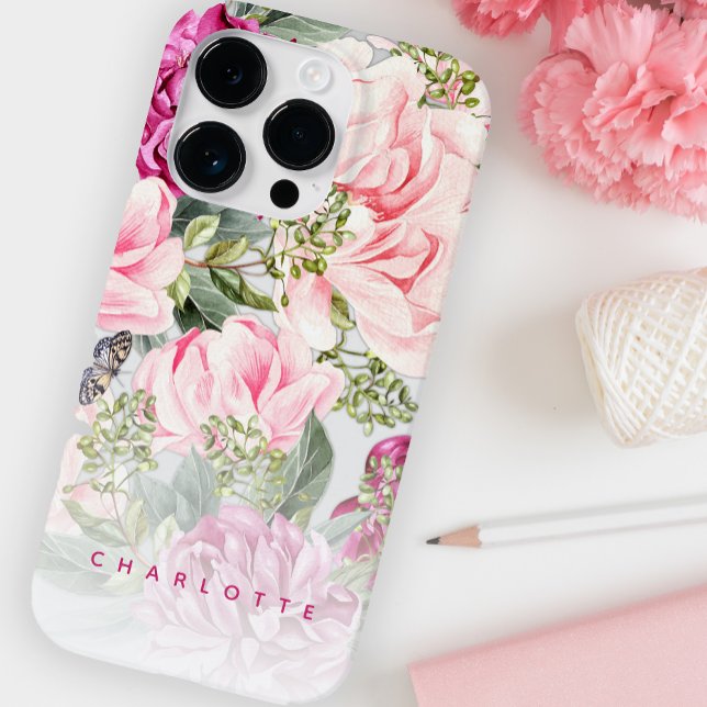 Schmetterlingsgarten Pink Floral Case-Mate iPhone Hülle (Von Creator hochgeladen)