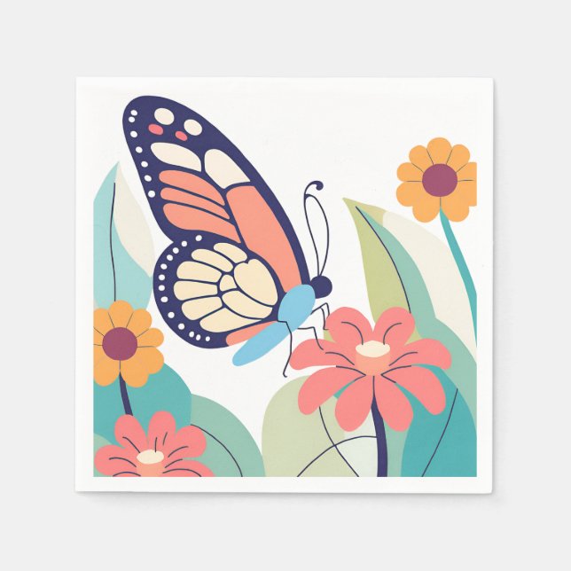 Schmetterlingsgarten Serviette (Vorderseite)