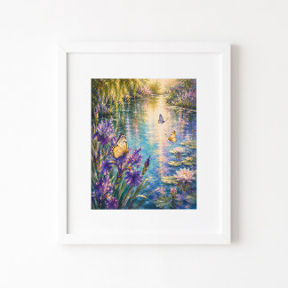 Schmetterlingsgarten-Wasserfarben-Kunstprint Poster