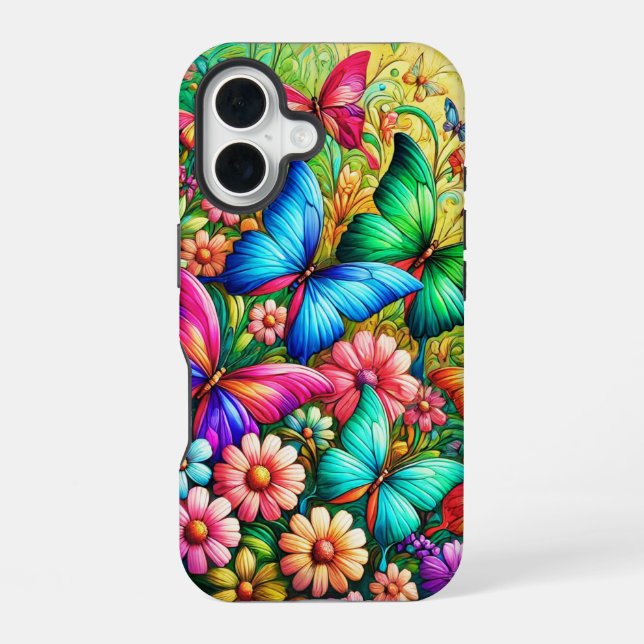 Schmetterlingsgarten-Wonne iPhone 16 Hülle (Rückseite)