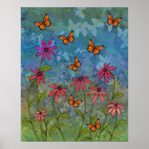Schmetterlingsgartenposter Poster