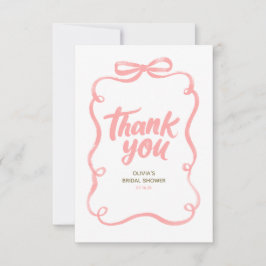Schmetterlingshafte Hochzeitsdusche mit rosa Schle Dankeskarte