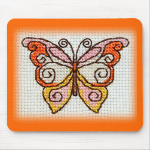 Schmetterlingshandstickerei-Kreuzstich Mousepad