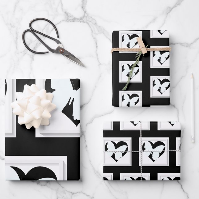 Schmetterlingsherz Geschenkpapier Set (Vorderseite)