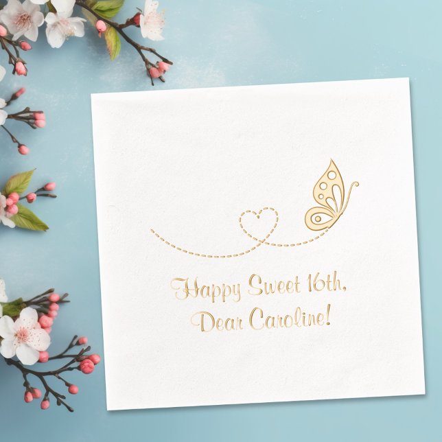 Schmetterlingsherz Süß 16. Geburtstag Servietten Mit Folie (Von Creator hochgeladen)