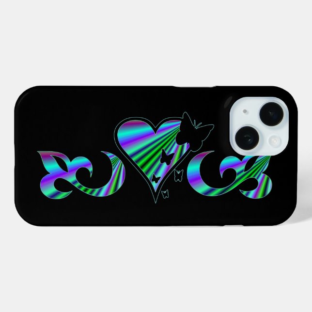 Schmetterlingsherz und Lily Rainbowart Case-Mate iPhone Hülle (Rückseite (Horizontal))