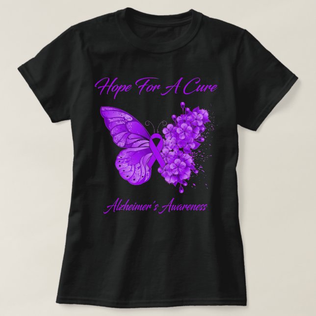 Schmetterlingshoffe auf eine Heilung der Alzheimer T-Shirt (Design vorne)