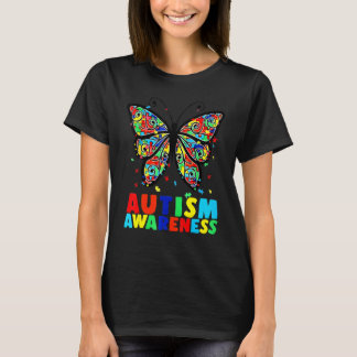 Schmetterlingsjunge Mädchen Autismus-Bewusstsein T-Shirt