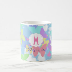 Schmetterlingskaffeetasse mit Monogramm Name & Ini Kaffeetasse