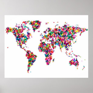 Schmetterlingskarte der Welt Poster