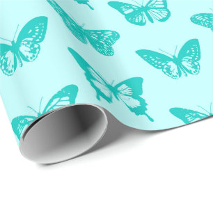 Schmetterlingskizze, Aqua und Türkis Geschenkpapier