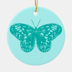 Schmetterlingskizze, Aqua und Türkis Keramikornament