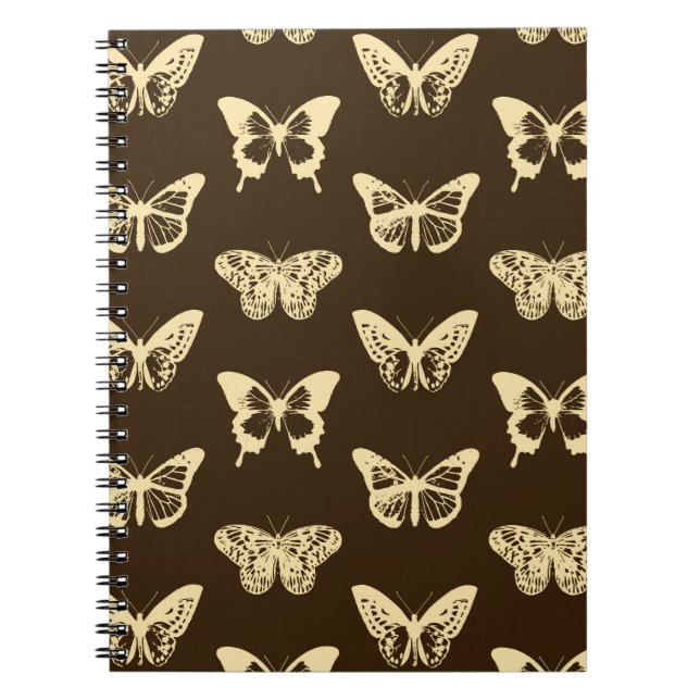 Schmetterlingskizze, beige auf schokoladenbraun notizblock (Vorderseite)