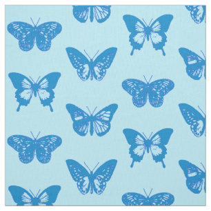 Schmetterlingskizze, Cerulean und Himmelblau Stoff