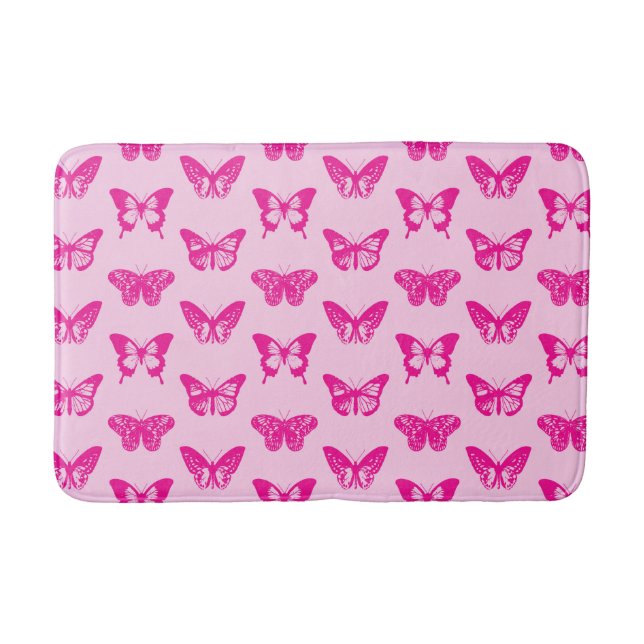 Schmetterlingskizze, hellrosa und fuchsia badematte (Vorderseite)