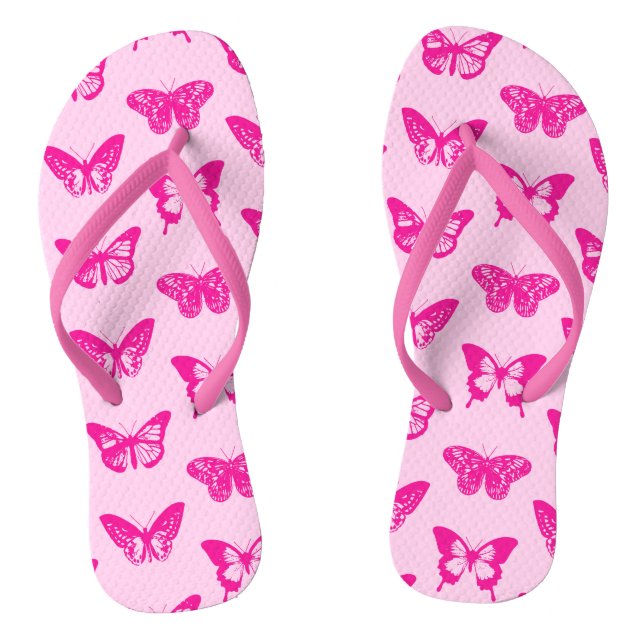 Schmetterlingskizze, hellrosa und fuchsia flip flops (Fußbett)