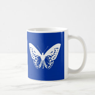 Schmetterlingskizze, Kobaltblau und weiß Tasse