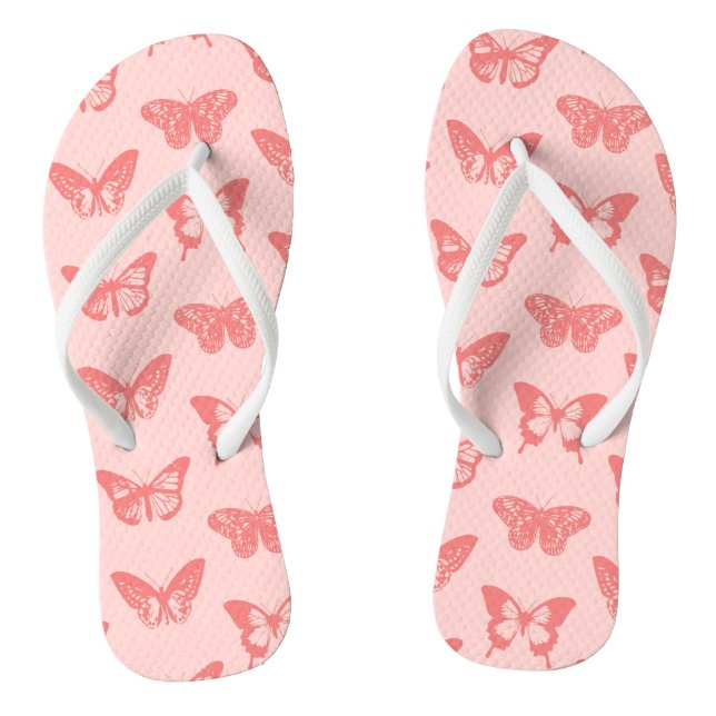 Schmetterlingskizze, Korallenrosa Flip Flops (Fußbett)