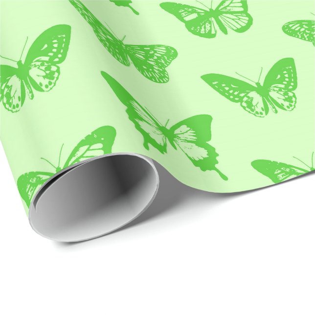 Schmetterlingskizze, Limettengrün Geschenkpapier (Rolleneckpunkt)