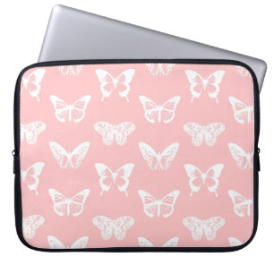 Schmetterlingskizze, Muschel pink und weiß Laptopschutzhülle
