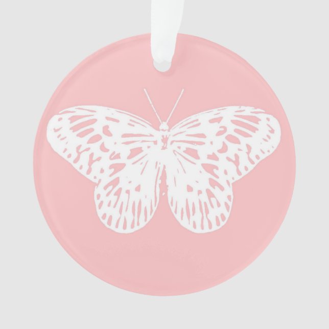 Schmetterlingskizze, Muschel pink und weiß Ornament (Vorderseite)