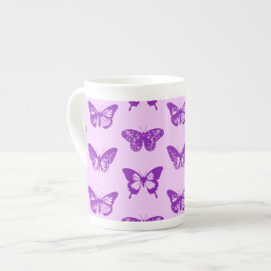 Schmetterlingskizze, Orchideenrosa und Violett Prozellantasse
